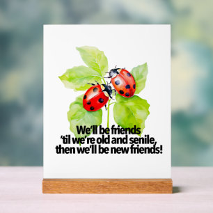 Ladybugs friendship quote funny Anniversary BFF Acrylic Sign