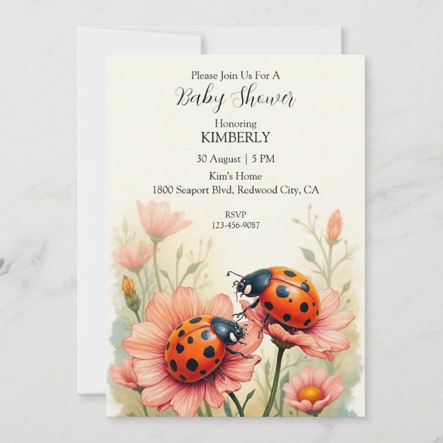 Ladybugs in Bloom Invitation (Front)