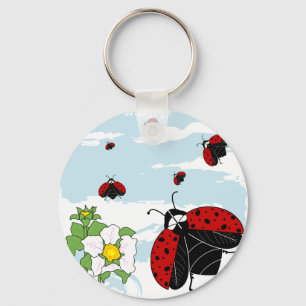 ladybugs in flight keychain