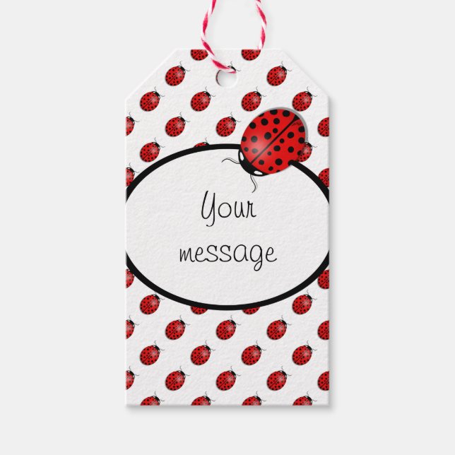 Ladybugs in red gift tags (Front)