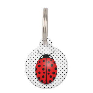 Ladybugs in red pet tag