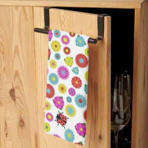 Ladybugs in the Garden Amongst the Flowers Kitchen Towel