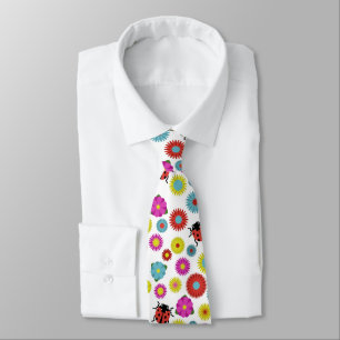 Ladybugs in the Garden Amongst the Flowers Tie