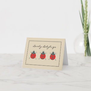 Ladybugs Joli trio de Cartes pour notes blancs L