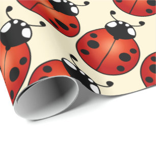 Ladybugs Ladybird Beetles Red Black Pattern Wrapping Paper