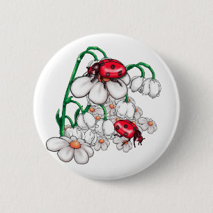 ladybugs on flors 2 inch round button