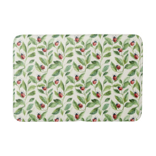 Ladybugs on Green Leaves Garden Bath Mat
