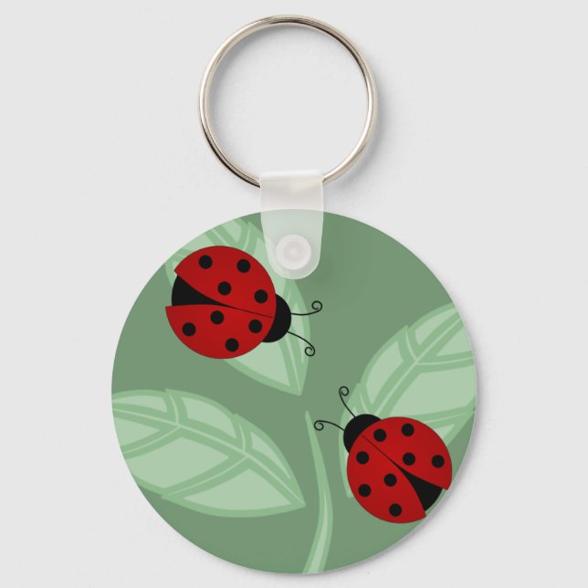 Ladybugs on Leaves Keychain (Front)
