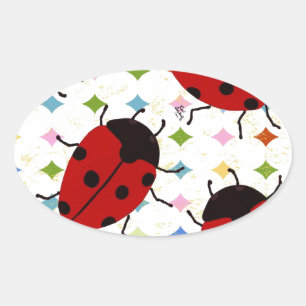 LADYBUGS OVAL STICKER