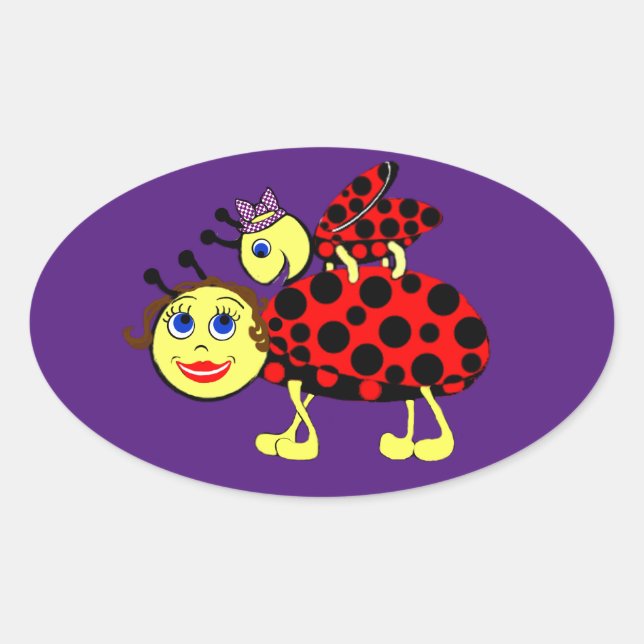 Ladybugs Oval Sticker (Front)
