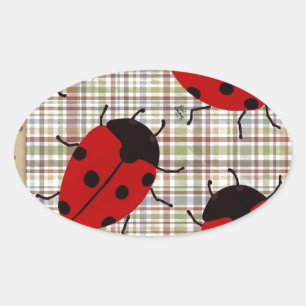 LADYBUGS OVAL STICKER