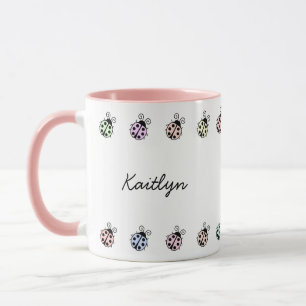 Ladybugs Pastel Multicolor Border Mug