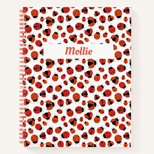 Ladybugs Pattern Customizable Spiral Notebook (Front)