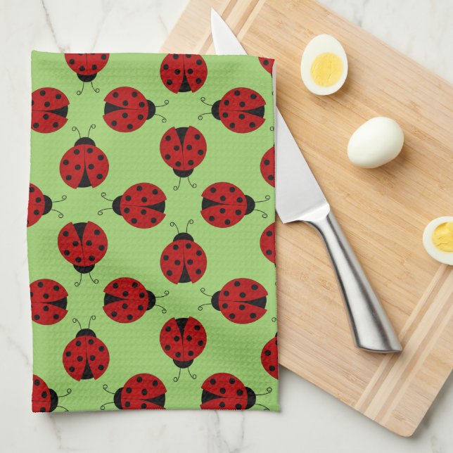 Ladybugs Pattern Kitchen Towel (Quarter Fold)
