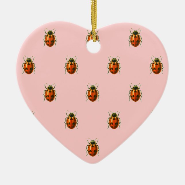 Ladybugs Pattern with customizable Name Jessica Ceramic Ornament (Front)