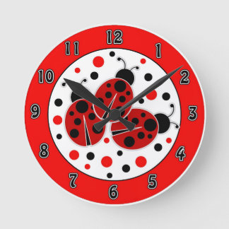 Ladybugs Polka Dots Wall Clock