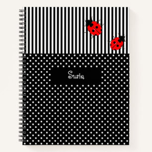 Ladybugs Spiral Design Custom School Notebook