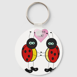Ladybugs together holding hands in love keychain