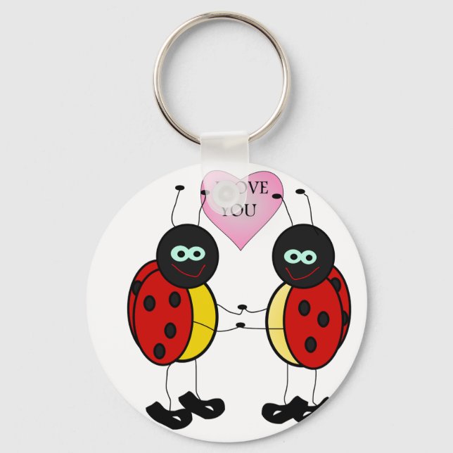 Ladybugs together holding hands in love keychain (Front)