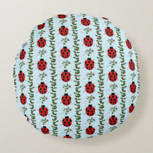 Ladybugs & Vines Nursery - Clear Skies Light Blue Round Pillow