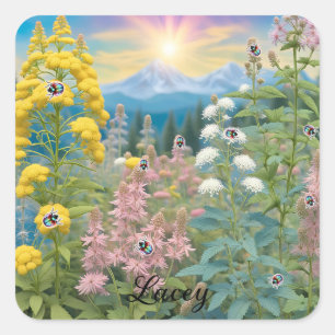 Ladybugs Visiting The Garden Square Sticker