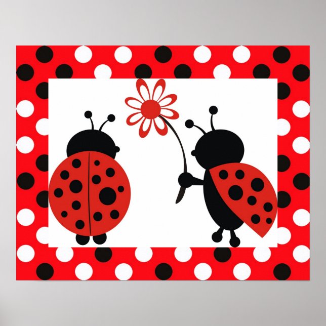 Ladybugs With Flower Poster (Front)