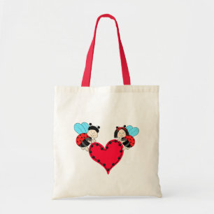 Ladybugs with heart tote bag