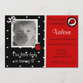 Ladybuy girls photo birthday invitation