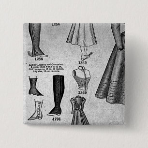 Lady's Bicycle Fashions1897 - Vintage 2 Inch Square Button