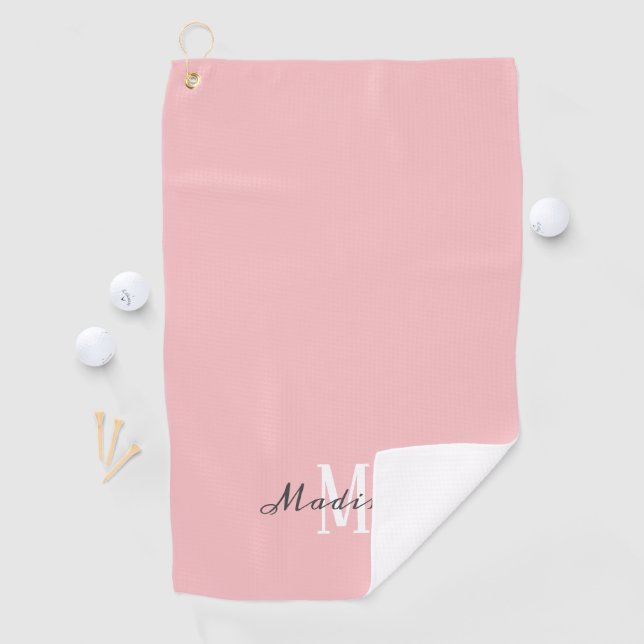 Ladys Blush Pink Script Monogram Name Golf Towel (InSitu)