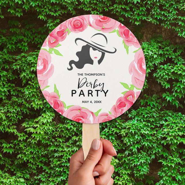 Lady's Hat and Roses Derby Party Hand Fan (Lady's Hat and Roses Derby Party Hand Fans)