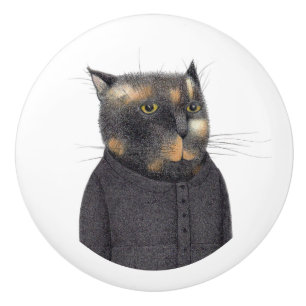 LADY'S MAID CAT Ceramic Knob