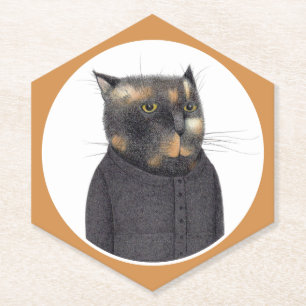 LADY'S MAID CAT Pointy Hexagon Paper Coasters