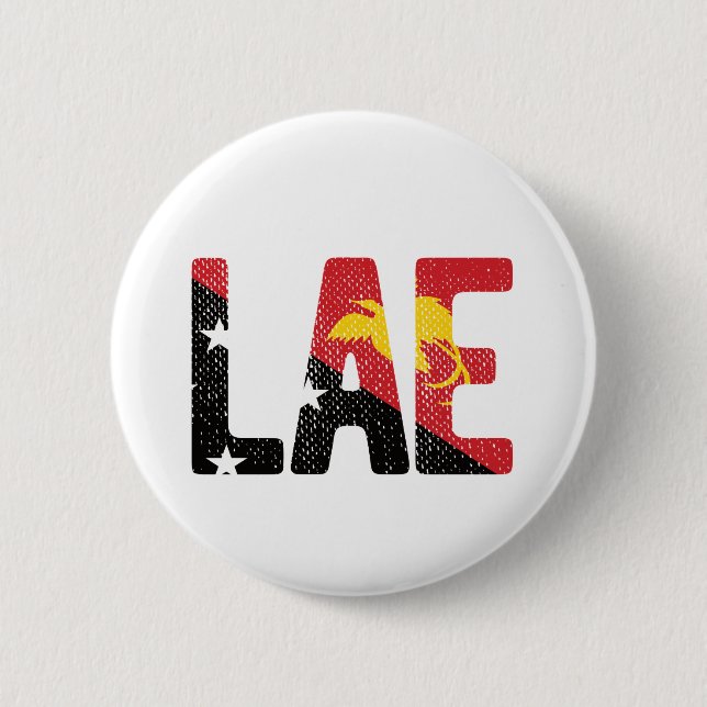 Lae with Papua New Guinea Flag 2 Inch Round Button (Front)