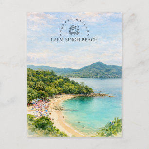 Laem Singh Beach Phuket Thailand   Watercolor Gift Holiday Postcard