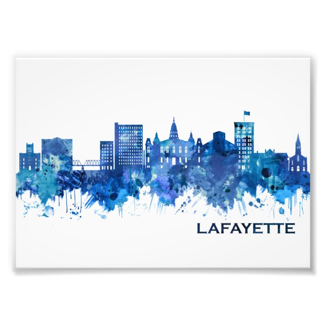 Lafayette Louisiana Skyline Blue Photo Print (Front)