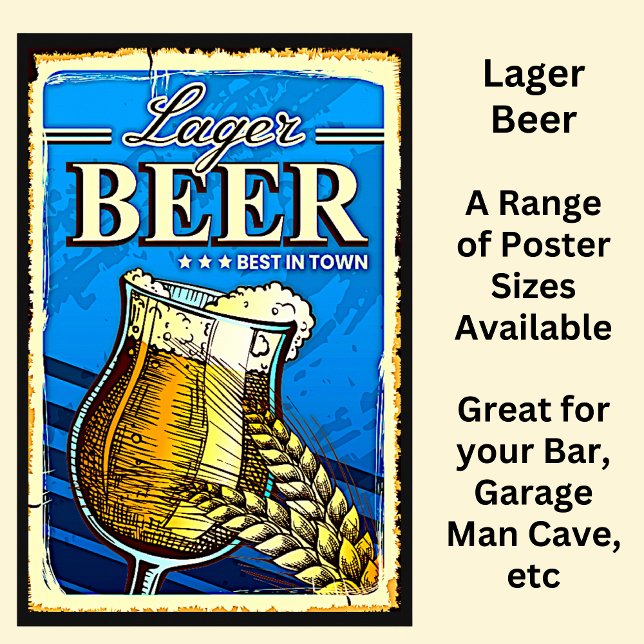 Lager Beer Glass Blue  Poster (Creator Uploaded)