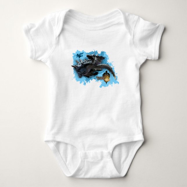 Lagiacrus chasing Hunter Baby Bodysuit (Front)