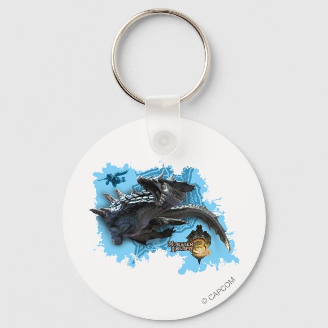 Lagiacrus chasing Hunter Keychain (Front)