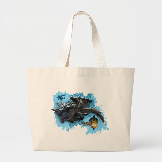 Lagiacrus chasing Hunter Large Tote Bag (Front)
