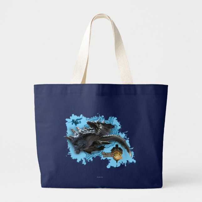 Lagiacrus chasing Hunter Large Tote Bag (Front)