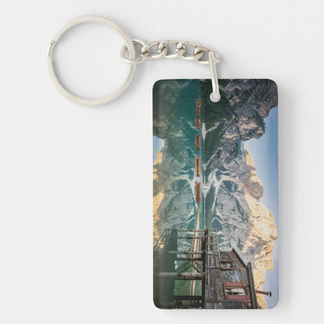 Lago di Braies in the Dolomites in Italy Keychain (Front)