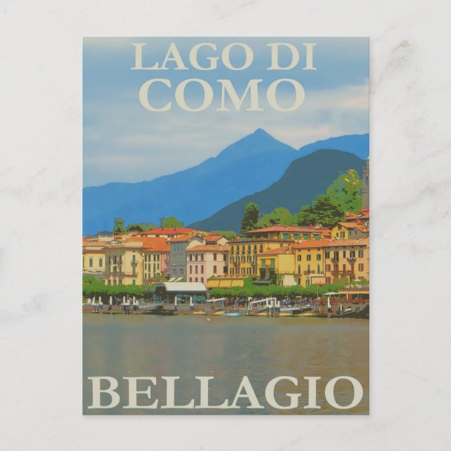 Lago Di Como, Bellagio, Italy Vintage Travel Postcard (Front)