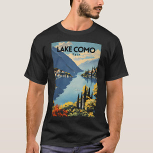 Lago Di Como Italia Retro Travel Poster T-Shirt