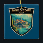 Lago di Como Italia Travel Art Badge Ceramic Ornament<br><div class="desc">Lake Como vector art design. Lake Como, in Northern Italyβs Lombardy region, is an upscale resort area known for its dramatic scenery, set against the foothills of the Alps.</div>