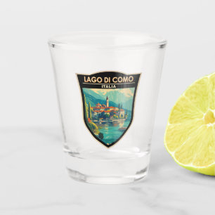 Lago di Como Italia Travel Art Badge Shot Glass