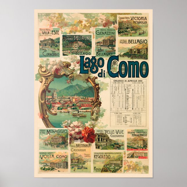 Lago di Como Italy Vintage Poster 1893 (Front)