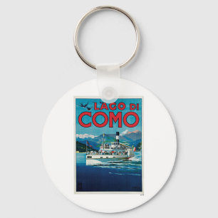 Lago Di Como Italy Vintage Travel Poster Art Keychain