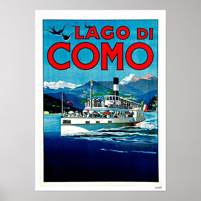Lago di Como Lake Italy Vintage Travel Poster (Front)