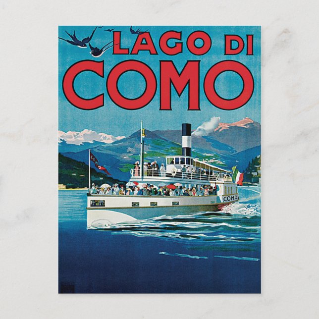 Lago Di Como Vintage Travel Poster Postcard (Front)